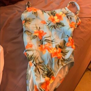 Tropical print suit. Size 8